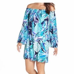 Lilly Pulitzer Nevie off the shoulder dress in Alotta Coloda